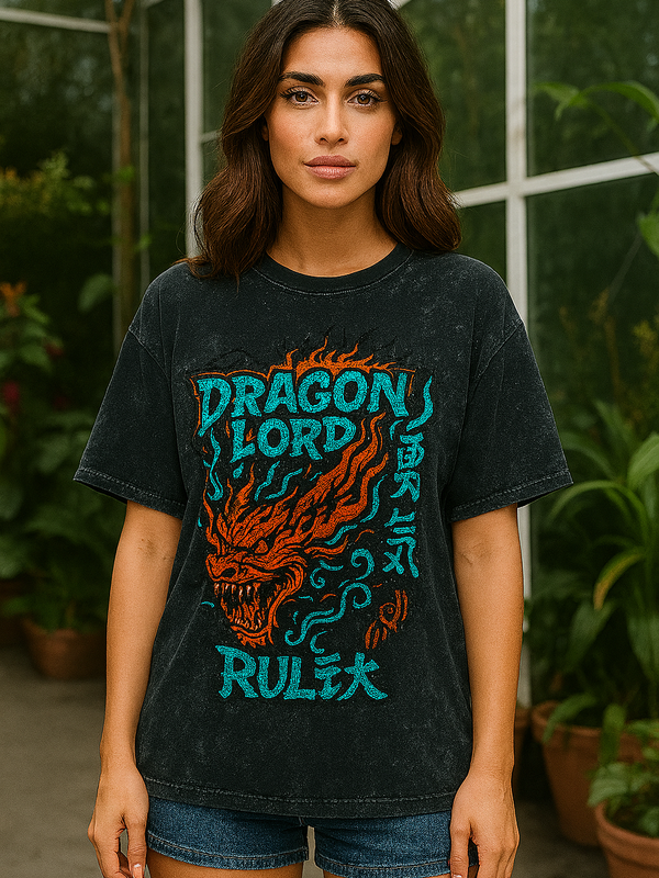 Dragon Lord - Unisex Acid Washed Oversized Tee