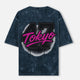 Unisex Acid Washed Oversized Tee Backprint - TOKYO 47