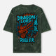 Dragon Lord Back Print Unisex Acid Washed Oversized Tee