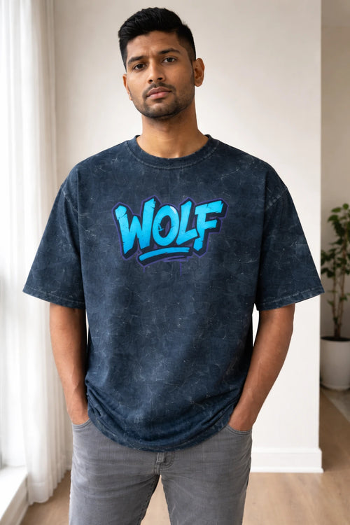 Wolf - Unisex Acid Washed Oversized Tee