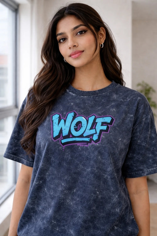 Wolf - Unisex Acid Washed Oversized Tee