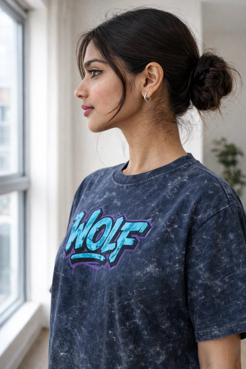 Wolf - Unisex Acid Washed Oversized Tee