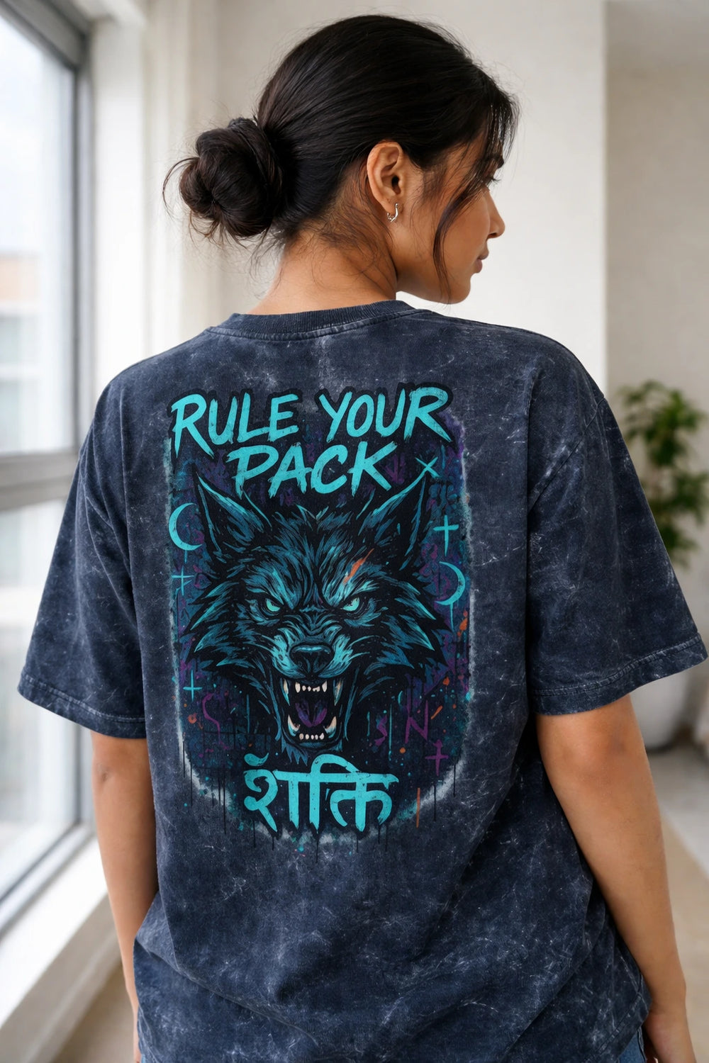 Wolf - Unisex Acid Washed Oversized Tee