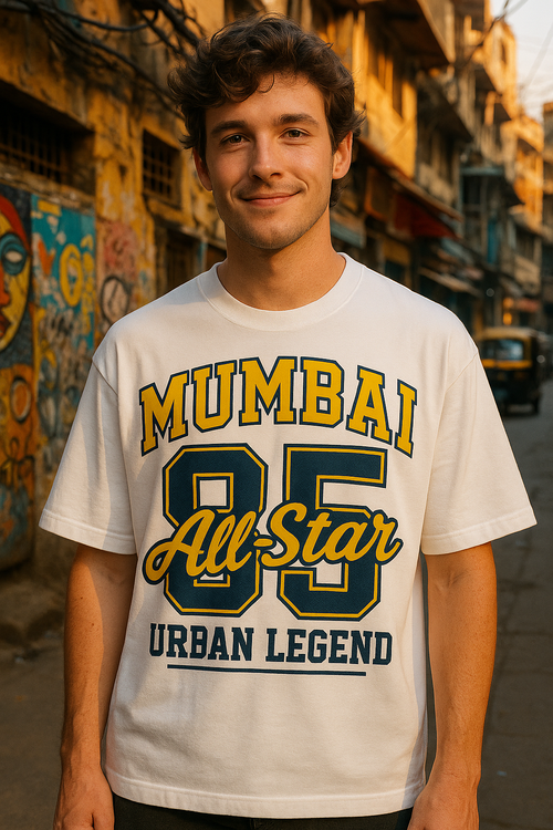 Mumbai All-Star '85' Oversized White T-Shirt – Urban Legend Edition