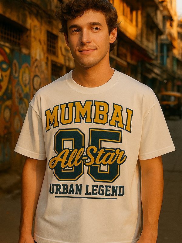 Mumbai All-Star '85' Oversized White T-Shirt – Urban Legend Edition