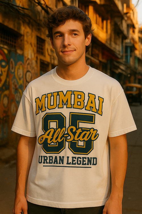 Mumbai All-Star '85' Oversized White T-Shirt – Urban Legend Edition