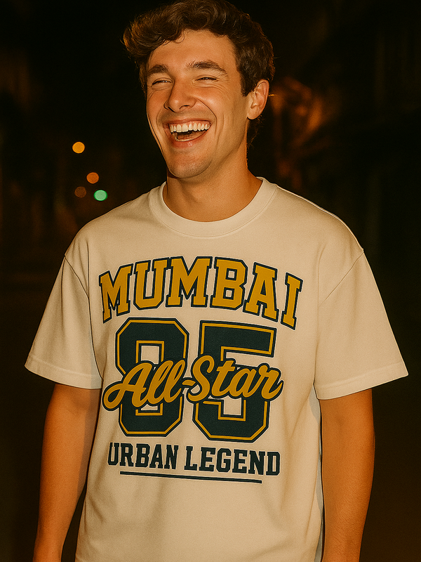 Mumbai All-Star '85' Oversized White T-Shirt – Urban Legend Edition