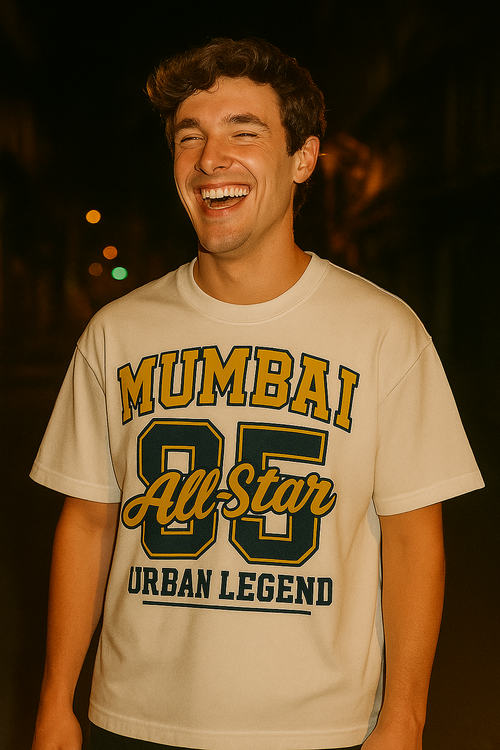 Mumbai All-Star '85' Oversized White T-Shirt – Urban Legend Edition