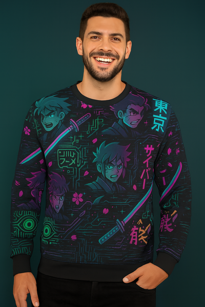 Cyber Warrior Tokyo – All Over Printed Unisex Sweatshirt