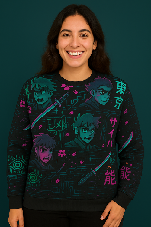 Cyber Warrior Tokyo – All Over Printed Unisex Sweatshirt