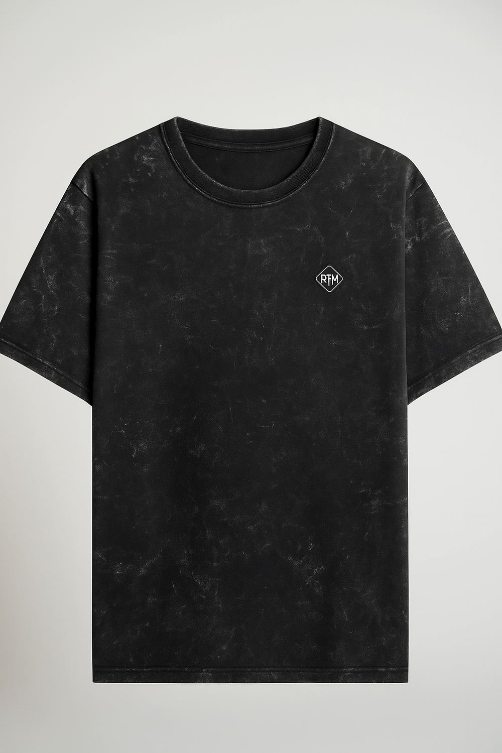 RFM Midnight Black Acid Wash Oversized Tee – Faded. Fearless. Timeless.