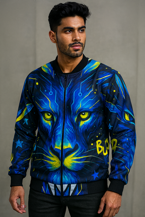 Neon Roar Bomber Jacket – Urban Jungle Meets Digital Energy