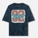 Tokyo 92 Front Print Unisex Acid Washed Oversized Tee