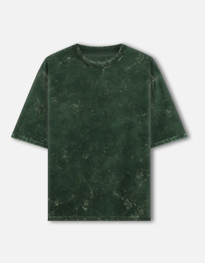 Bottle Green Unisex Acid Washed Oversized Tee