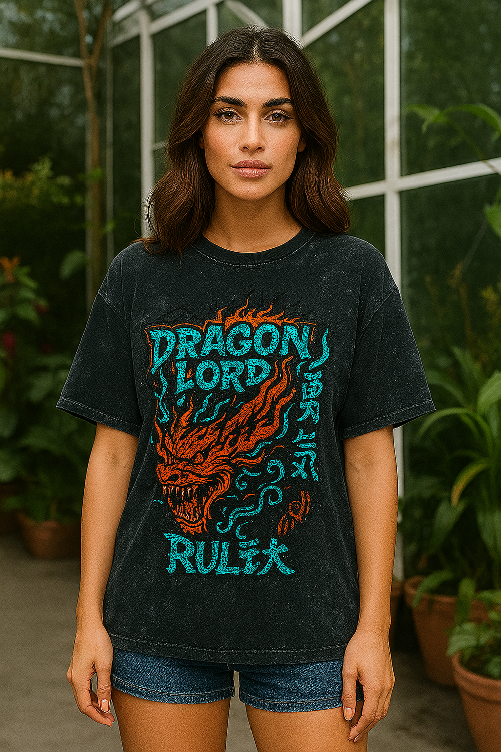 Dragon Lord - Unisex Acid Washed Oversized Tee