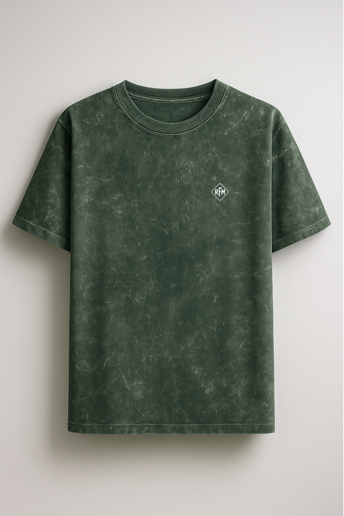 RFM Bottle Green Acid Wash Oversized Tee – Bold Earth. Pure Comfort.