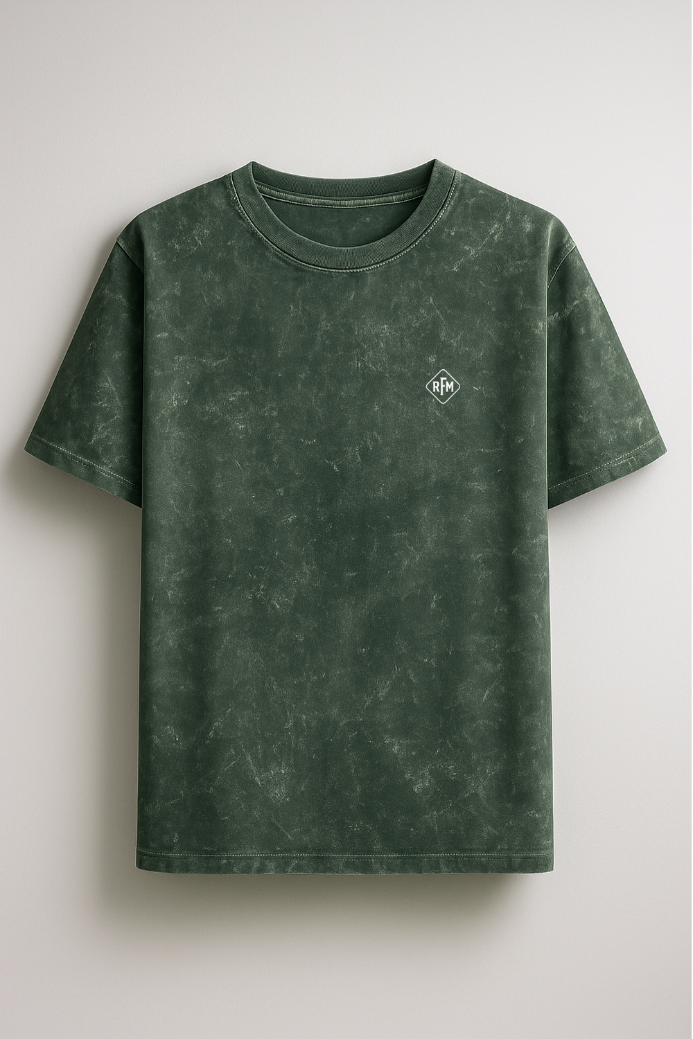 RFM Bottle Green Acid Wash Oversized Tee – Bold Earth. Pure Comfort.