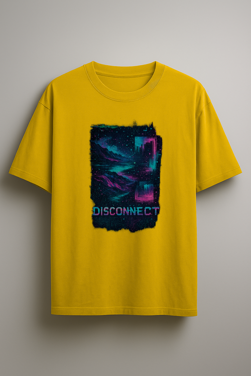 RFM “Disconnect” Tee – Glitched Realities, Cyber Vibes - Yellow Pop