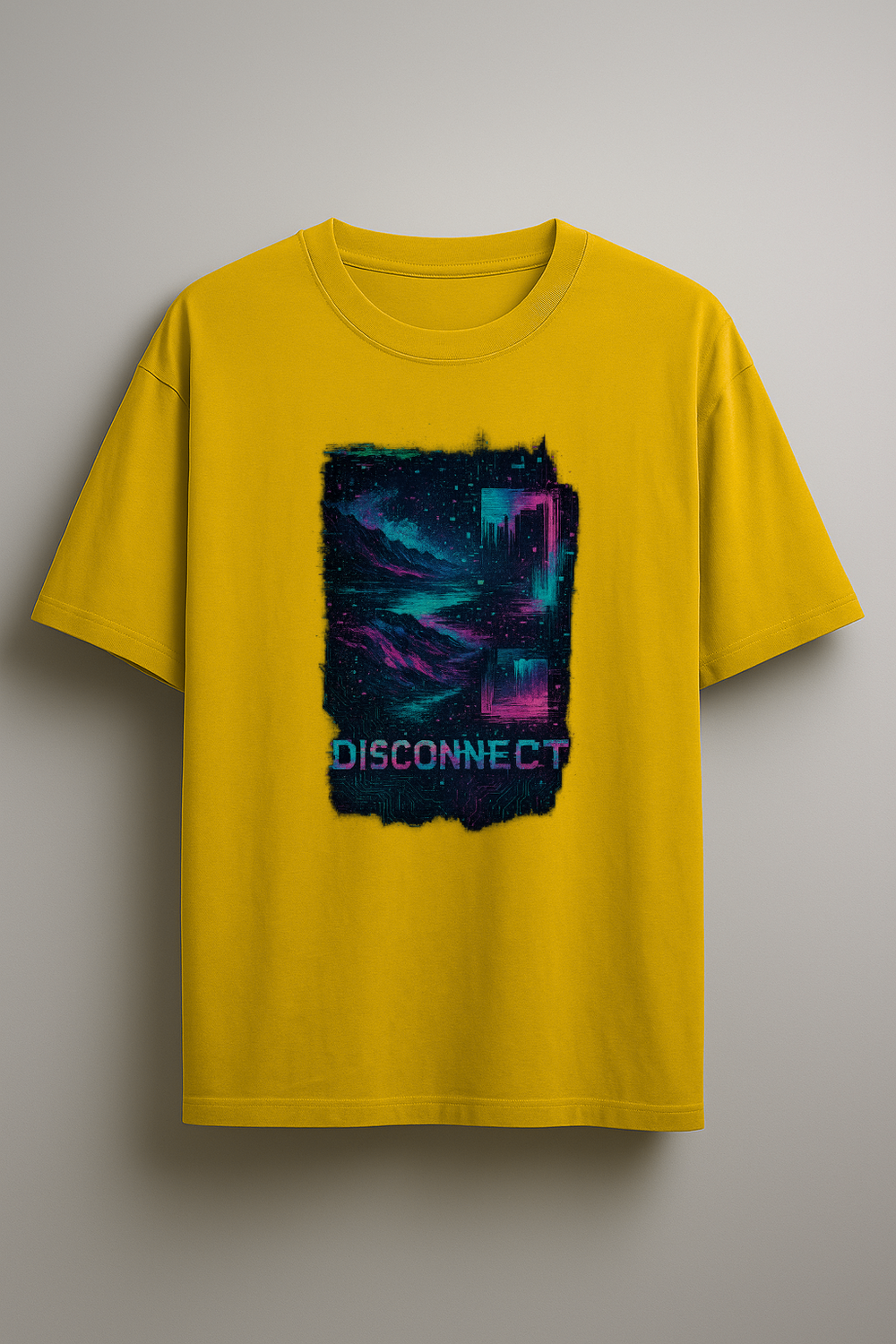 RFM “Disconnect” Tee – Glitched Realities, Cyber Vibes - Yellow Pop