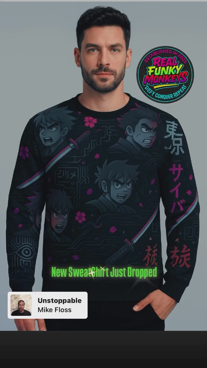 Cyber Warrior Tokyo – All Over Printed Unisex Sweatshirt