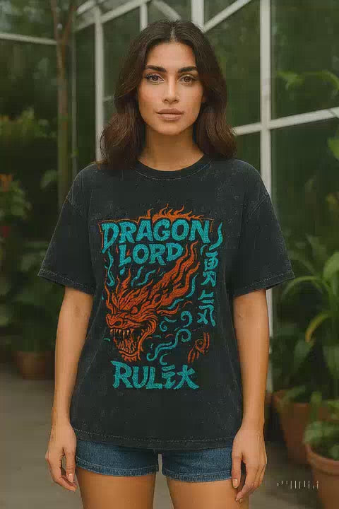Dragon Lord - Unisex Acid Washed Oversized Tee